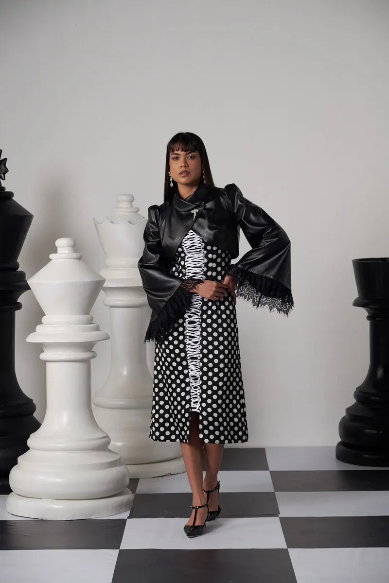 GRANDMASTER DRESS WITH EMBELLISHED CAPE