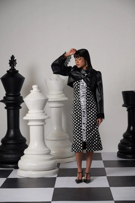 GRANDMASTER DRESS WITH EMBELLISHED CAPE