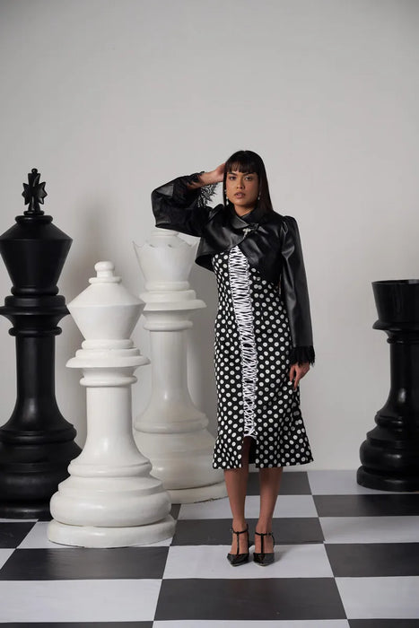 GRANDMASTER DRESS WITH EMBELLISHED CAPE