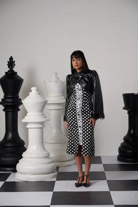 GRANDMASTER DRESS WITH EMBELLISHED CAPE