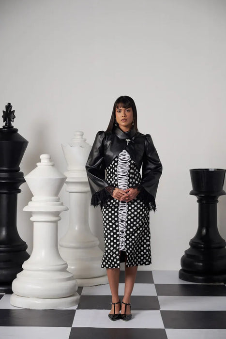 GRANDMASTER DRESS WITH EMBELLISHED CAPE