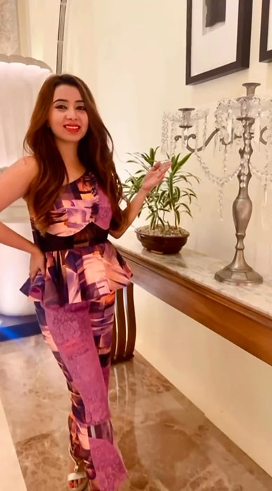 One-shoulder romper