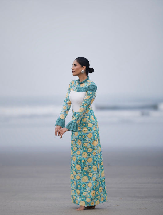 Fitted corset maxi dress