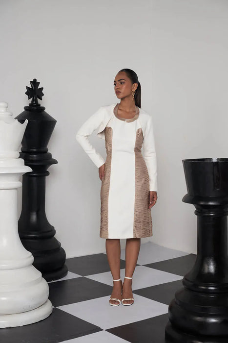 CHECKMATE DRESS WITH BOLERO JACKET
