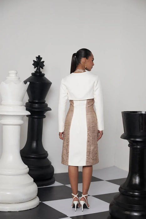 CHECKMATE DRESS WITH BOLERO JACKET