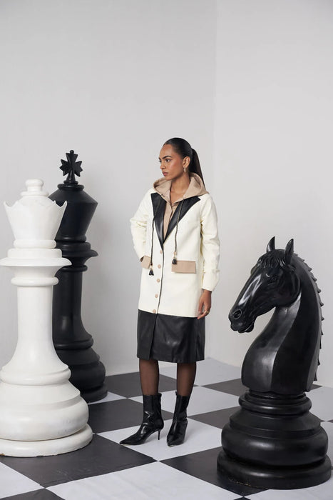 BLITZ CHESS TRENCH WITH FAUX HOODIE