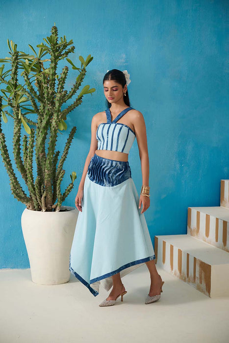 DAVIS DENIM GINGHAM SKIRT COORD SET