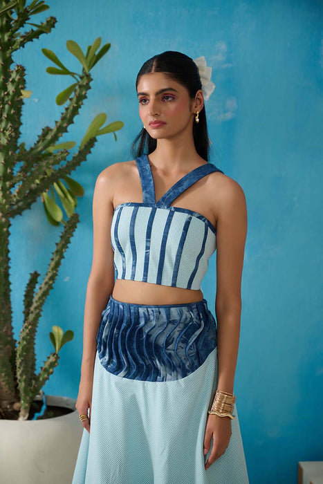 DAVIS DENIM GINGHAM SKIRT COORD SET