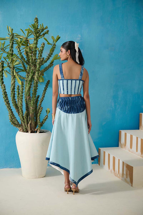 DAVIS DENIM GINGHAM SKIRT COORD SET