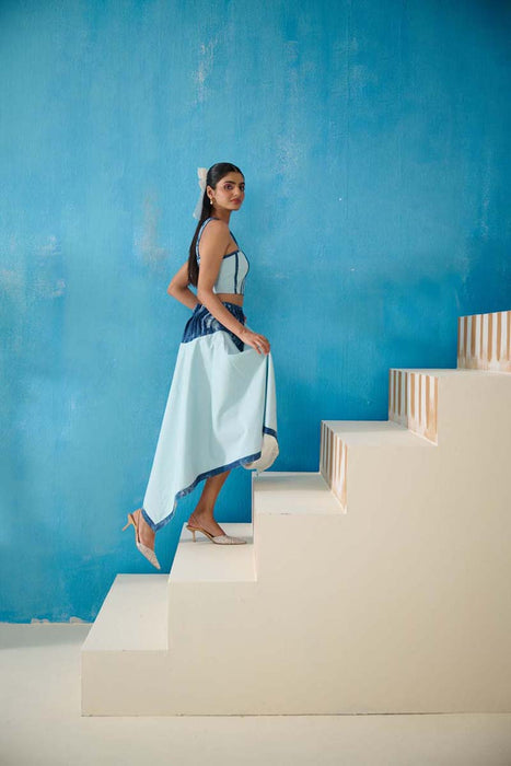 DAVIS DENIM GINGHAM SKIRT COORD SET