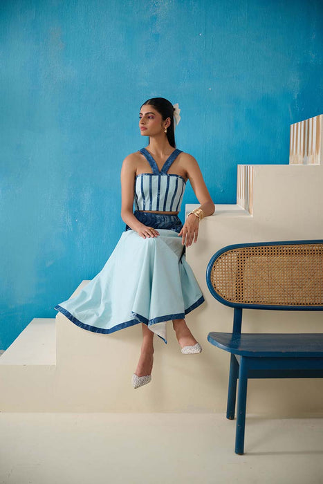 DAVIS DENIM GINGHAM SKIRT COORD SET