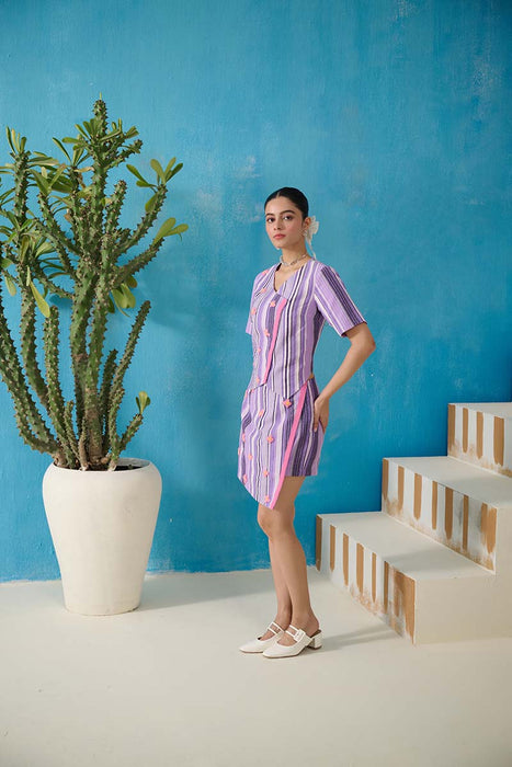 CRUZ PURPLE WAISTCOAT-SKORT EMBELLISHED COORD SET