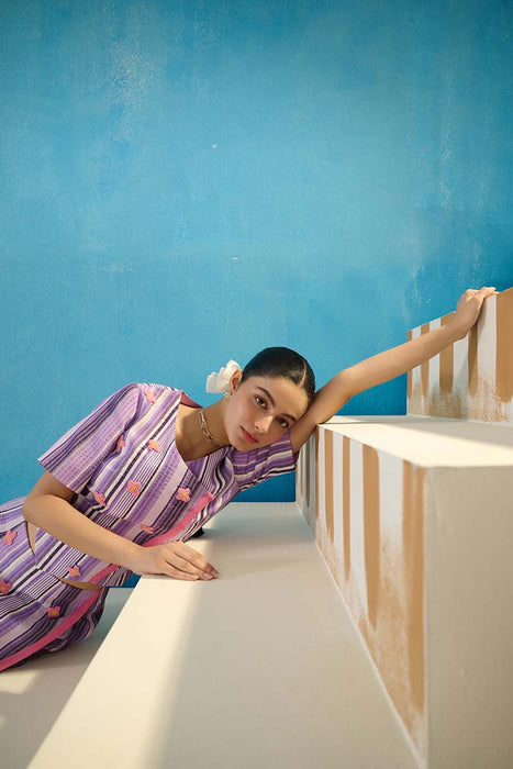 CRUZ PURPLE WAISTCOAT-SKORT EMBELLISHED COORD SET