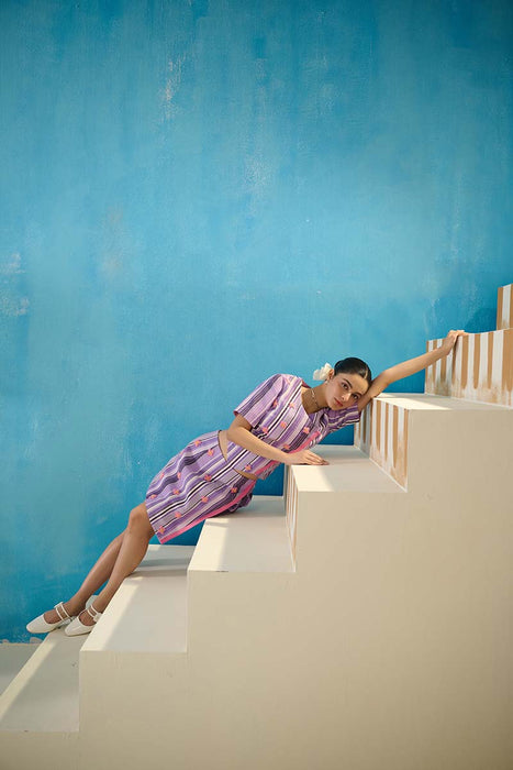 CRUZ PURPLE WAISTCOAT-SKORT EMBELLISHED COORD SET