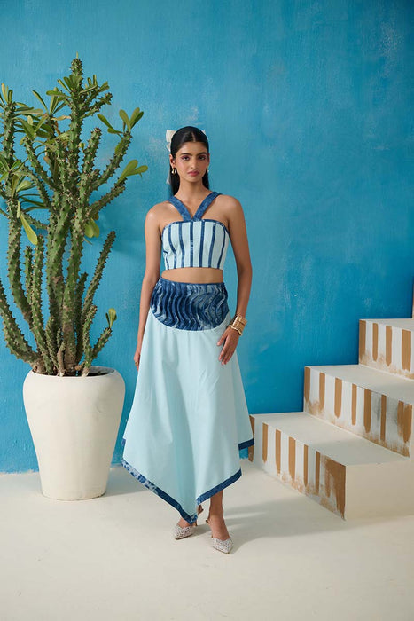 DAVIS DENIM GINGHAM DENIM CROP TOP