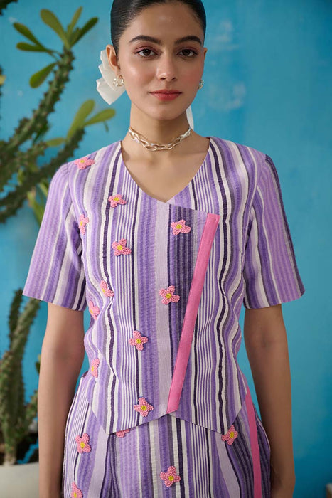 CRUZ PURPLE WAISTCOAT EMBELLISHED TOP