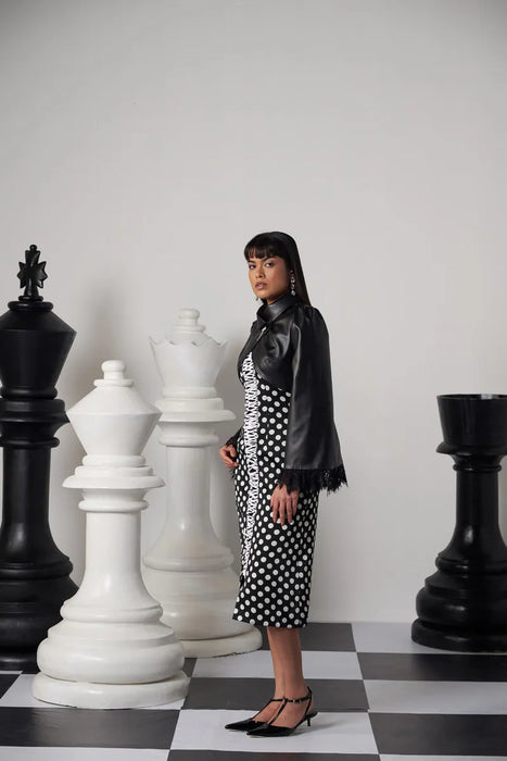 GRANDMASTER DRESS WITH EMBELLISHED CAPE