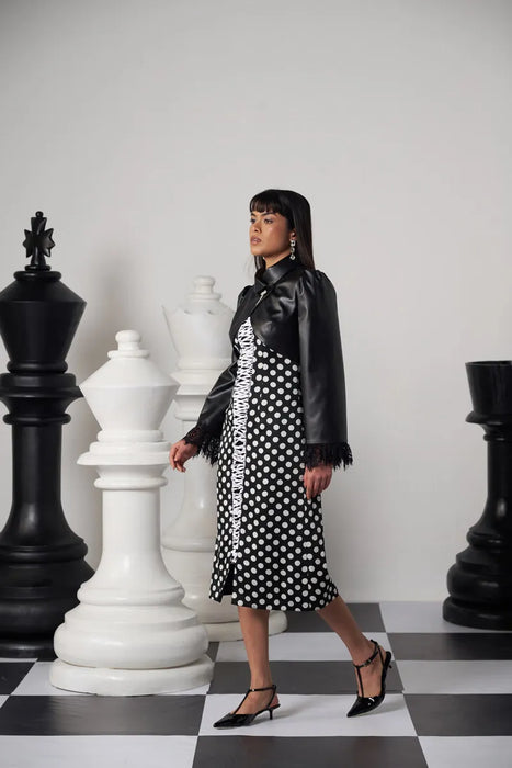 GRANDMASTER DRESS WITH EMBELLISHED CAPE