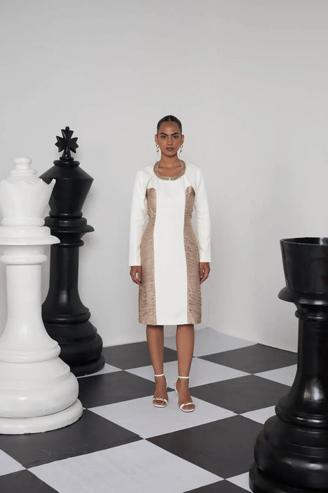 CHECKMATE DRESS WITH BOLERO JACKET
