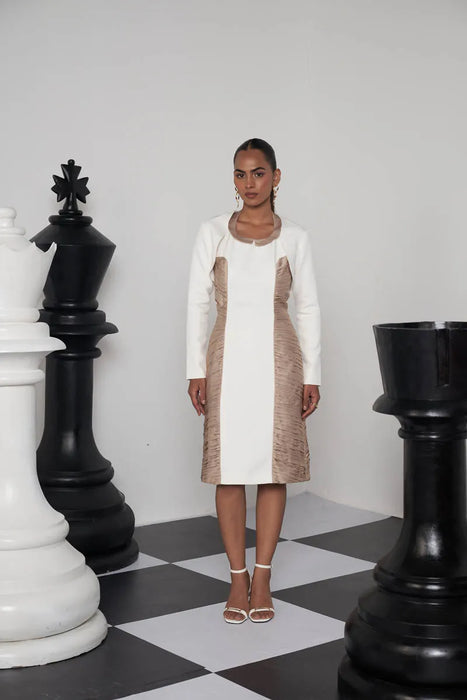 CHECKMATE DRESS WITH BOLERO JACKET
