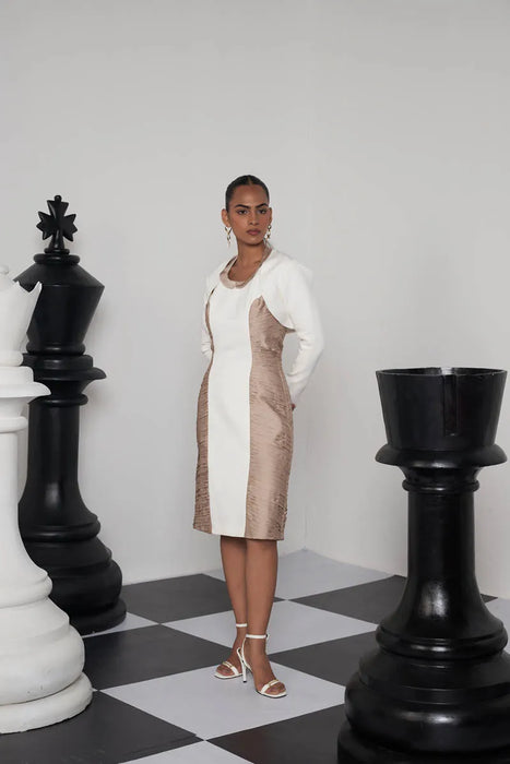 CHECKMATE DRESS WITH BOLERO JACKET