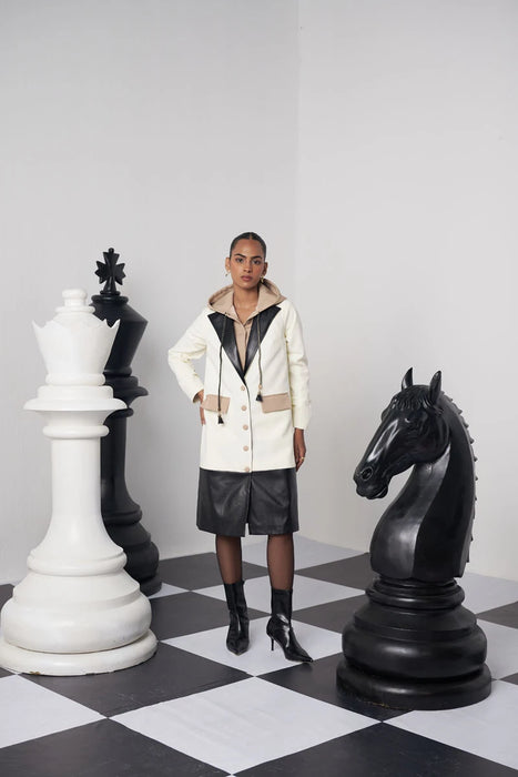 BLITZ CHESS TRENCH WITH FAUX HOODIE