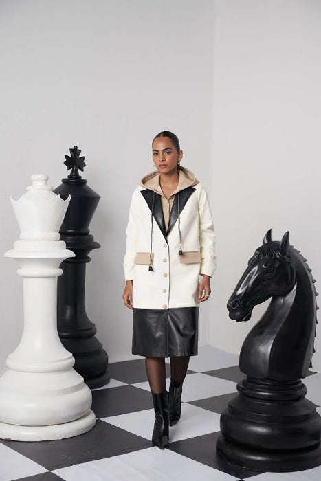 BLITZ CHESS TRENCH WITH FAUX HOODIE