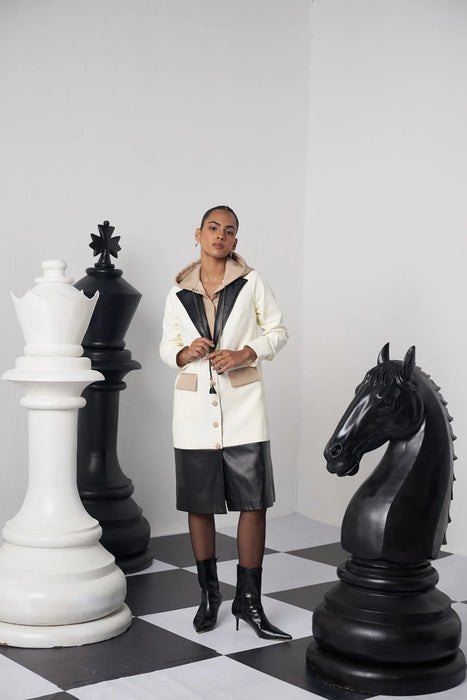 BLITZ CHESS TRENCH WITH FAUX HOODIE