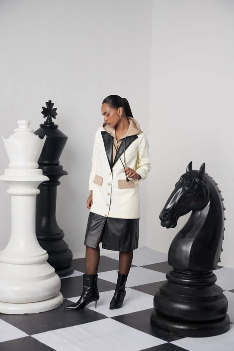 BLITZ CHESS TRENCH WITH FAUX HOODIE