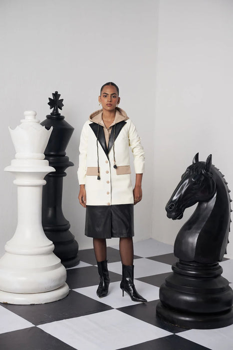 BLITZ CHESS TRENCH WITH FAUX HOODIE
