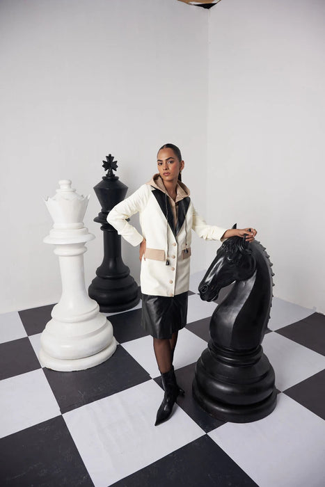 BLITZ CHESS TRENCH WITH FAUX HOODIE