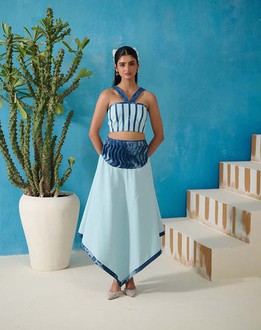 DAVIS DENIM GINGHAM SKIRT COORD SET