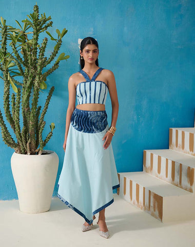 DAVIS DENIM GINGHAM SKIRT COORD SET