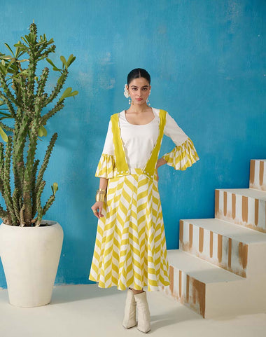 WINFREY DUNGAREE DRESS WITH BLOUSE COORD SET